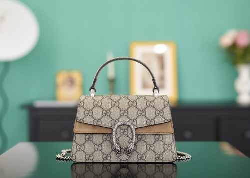 구찌 디오니서스 미니 탑 핸들백 베이지