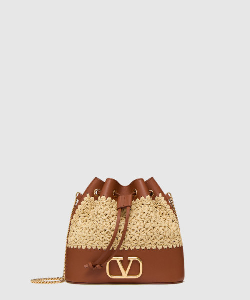 VLOGO SIGNATURE 라피아 미니 버킷백